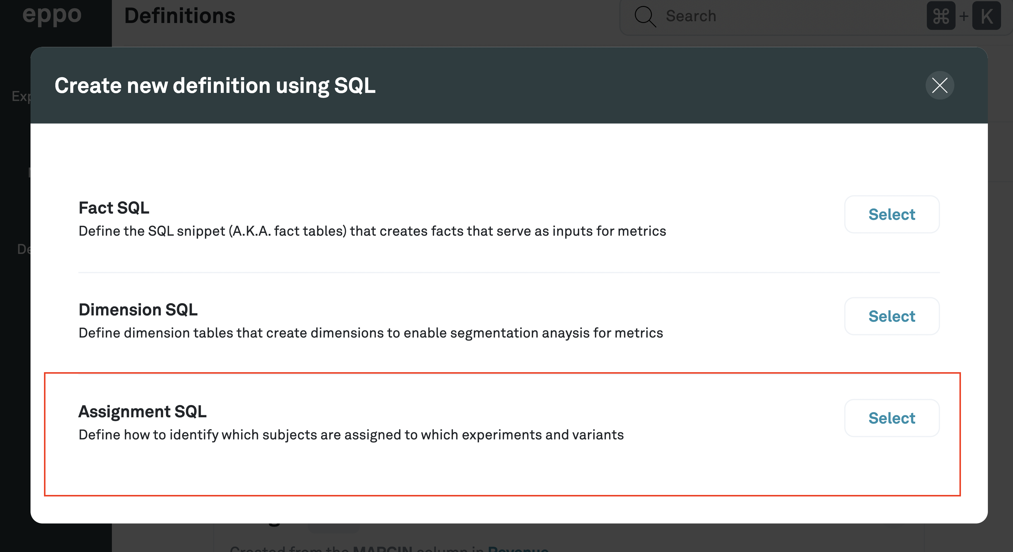 Create Assignment SQL