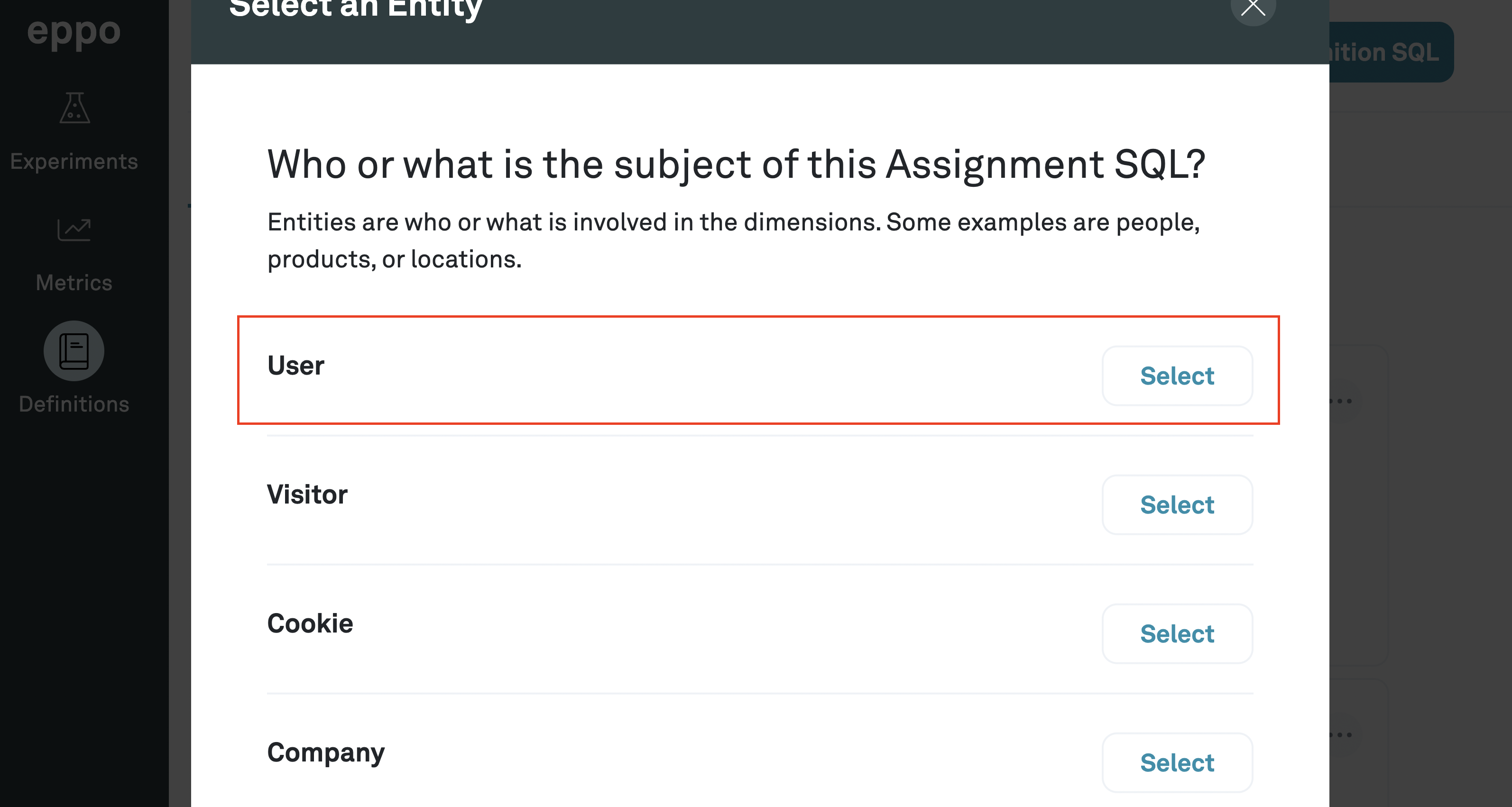 Select user as entity